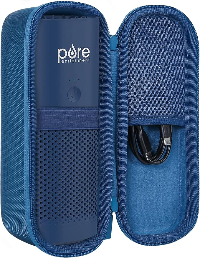 co2CREA Hard Case + Adjustable Monut Strap Bundle for Pure Enrichment PureZone Mini Portable Air Purifier – Protective Carrying Case with Multi-Purpose Mount for Car, School & Office Use