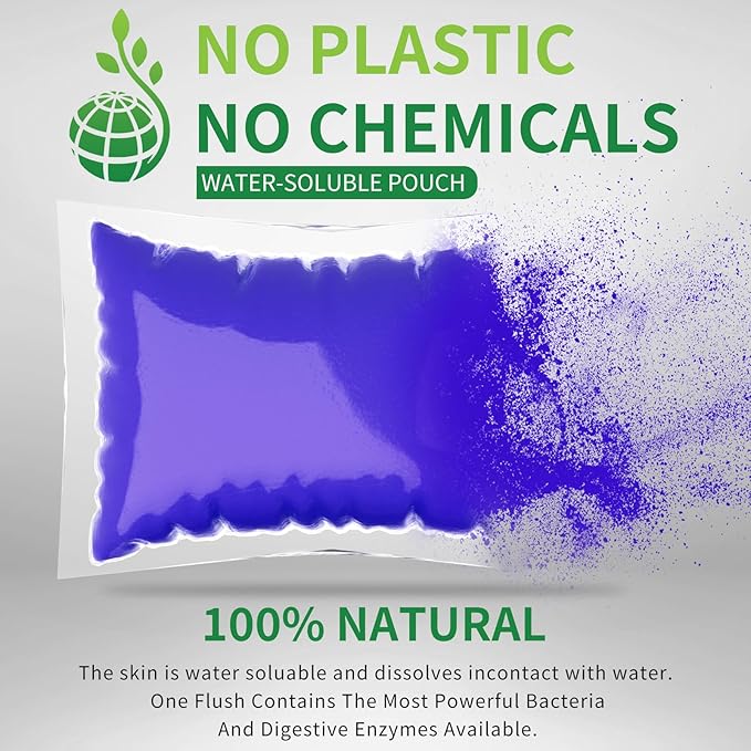 BEBOBLY RV Toilet Treatment Drop Ins, Extra Strength Septic Tank Treatment & Cleaner, Waste Breakdown/Odor Control, RV Black Tank Treatment for RVs, Boats & Portable Toilets, Lavender Flavor, 50 Pack
