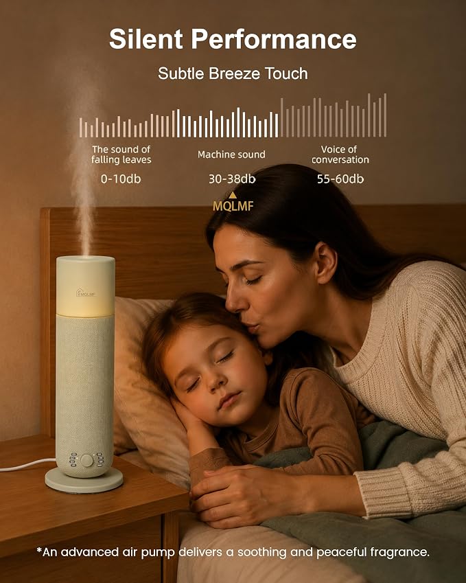 Hotel Collection Diffuser Machine,Fabric-Wrapped Design,Candlelight Atmosphere Lamp,1000 Sq Ft,Waterless Essential Oil Diffuser,Scent Air Machine for Home -Beige,Includes 2 Fragrance Oils
