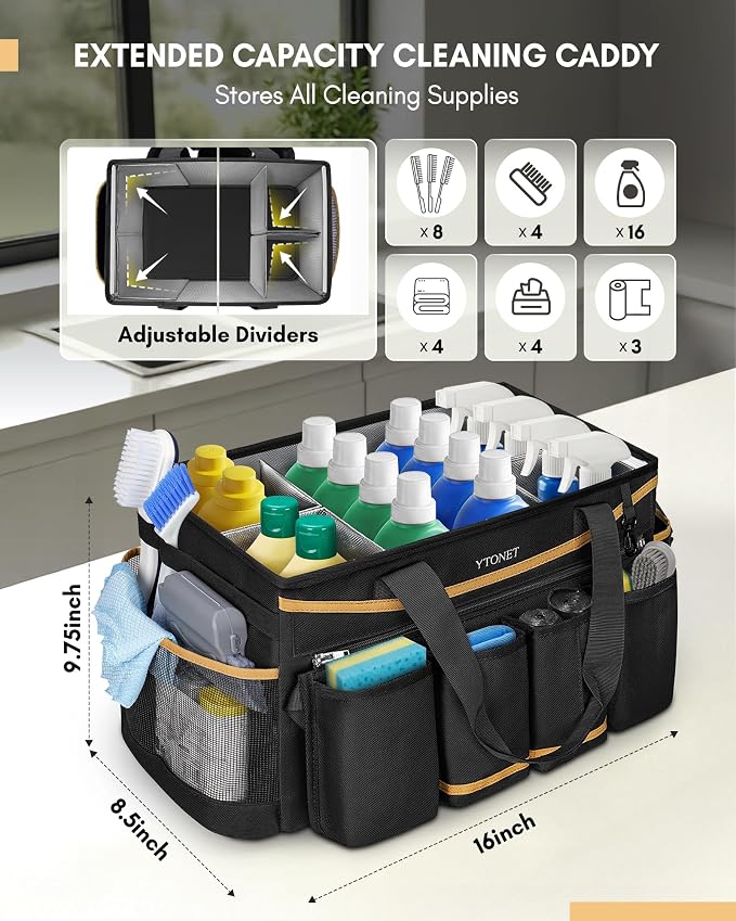 Ytonet Wearable Cleaning Caddy & Extra Large Cleaning Bag with Detachable Apron