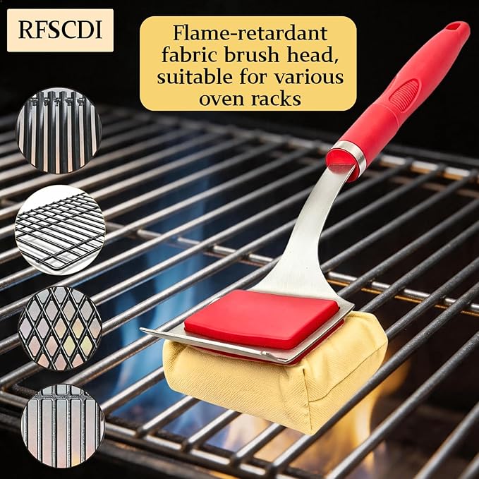 Grill Brush for Outdoor Grill Bristle Free - Reinforced Grill Cleaner Scraper BBQ Brush - Replaceable Head Barbecue Grill Cleaning Brush - Safe BBQ Accessories Grill Tools (Red)