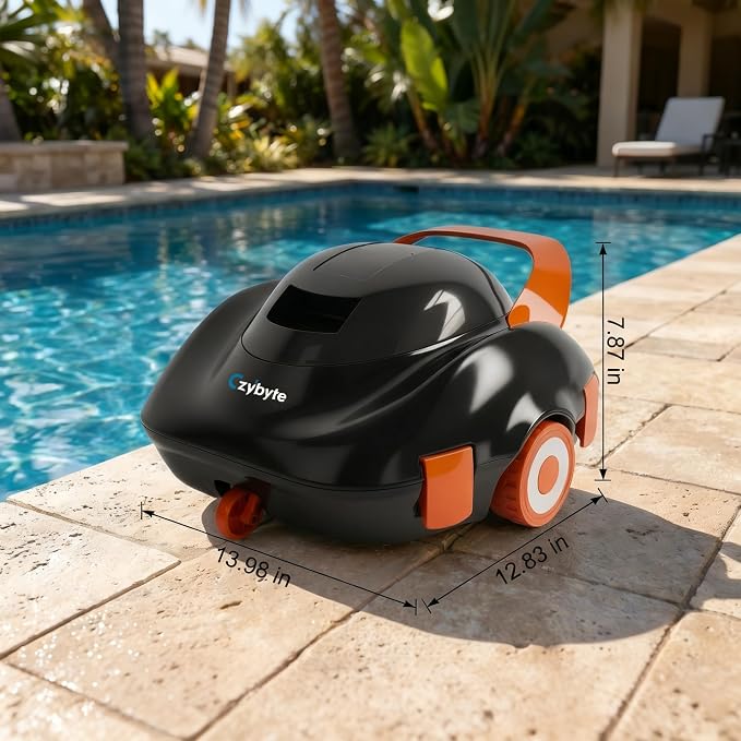 Robotic Pool Cleaner, Cordless Pool Vacuum with 18.5 GPM Powerful Suction,120-Min Runtime, Self-Parking, Pool Vacuum for Above-Ground & Flat Pools to 860 sq.ft,Orange