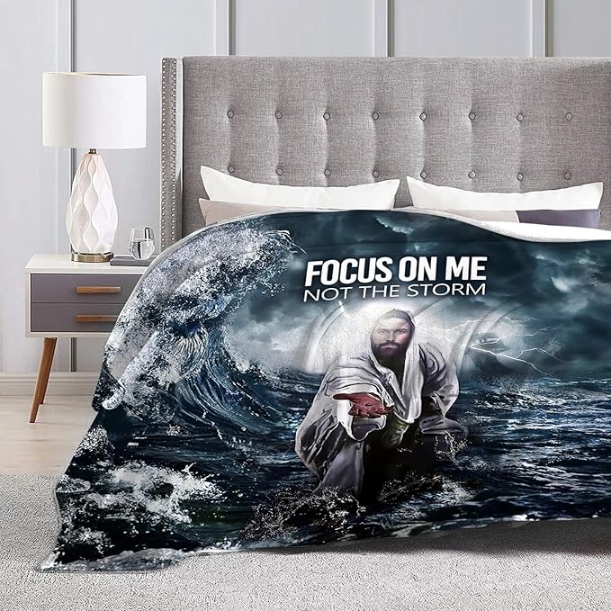 Tijuboni Christian Jesus Throw Blanket Religious Faith Gifts for Women Men Girls Boys Kids Adults Soft Flannel Fleece Blanket for Couch Sofa Bed Home Decor 60"x80"