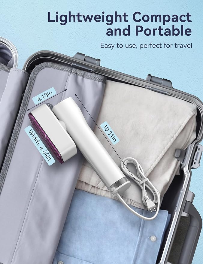 Sundu Steamer for Clothes,1200W Portable Travel Steamer&Iron 180ml White | Compact 15s heat-up, 180ml tank, 35min powerful steam, 4 Modes , includes gloves,Quick wrinkle removal for travel & home.