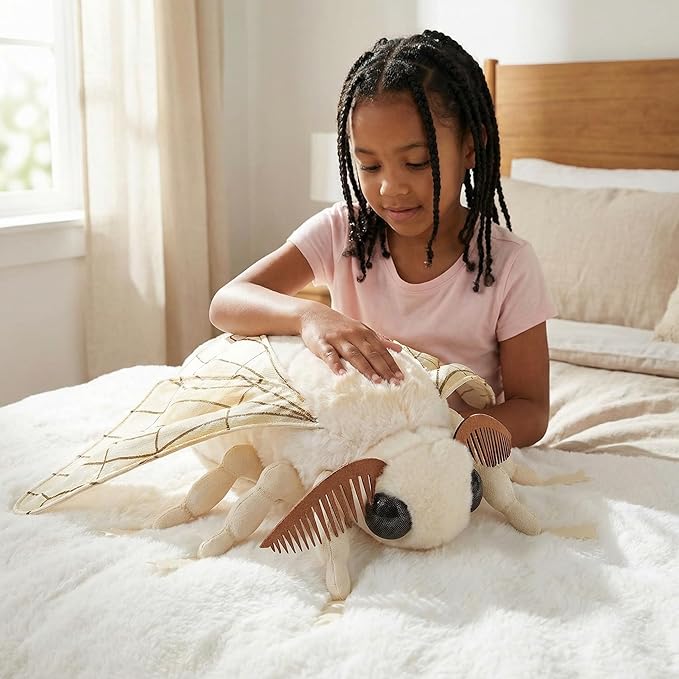 Large Silk Moth Plush Toy - Lifelike Silk Moth Stuffed Animals 16in, Realistic Soft Big Wings Moth Toys, Simulation Butterfly Plushie Model Toy, Unique Plush Gift Collection for Kids