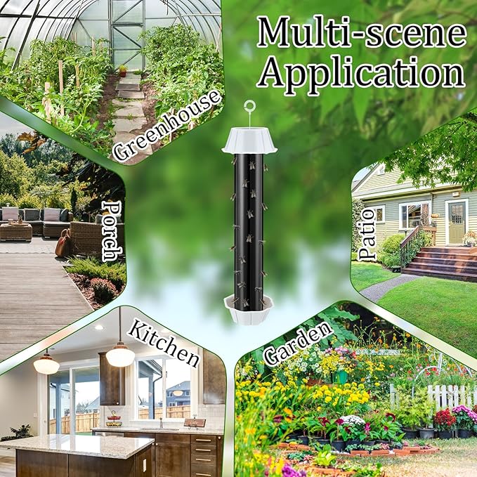 Qualirey Fly Traps for Indoor Outdoor Hanging Fruit Fly Stick Trap Sticky Mosquito for Home Insect 10 x 2.5 Inches(Black,12 Pcs)