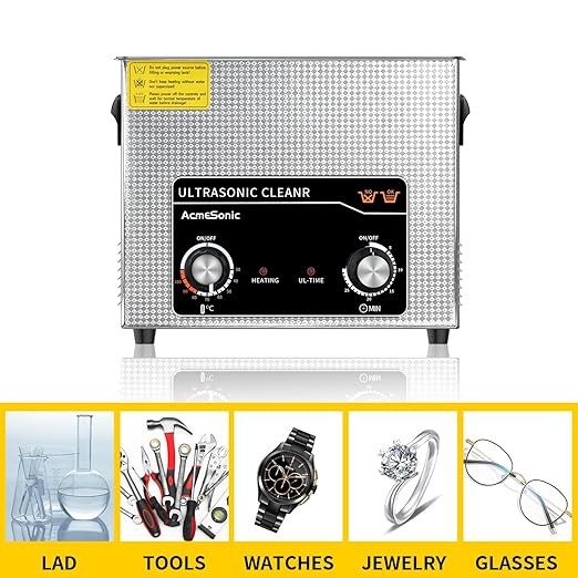 Commercial Ultrasound Cleaning Machine with Knob, 4L Professional Ultrasonic Cleaner, 40kHz with Heater and Timer for Tools, Jewelry, Watches, Glasses, Dentures, and Small Metal Parts