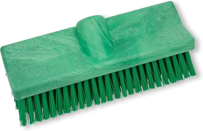SPARTA 40423EC09 Plastic Floor Scrub Brush, Wall Brush, Equipment Brush With Nonabsorbent Bristles For Industrial Kitchens, Hospitals, Commercial Cleaning, 10 Inches, Green
