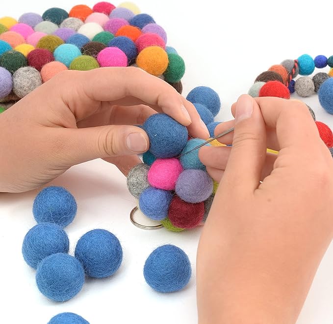 Glaciart One Felt Pom Pom, Felt Balls for Crafts (240 pcs) | 40 Rainbow Colors & 2 Sizes from 0.6 to 0.8 Inch | Perfect for Garlands, DIY Crafts and Decoration