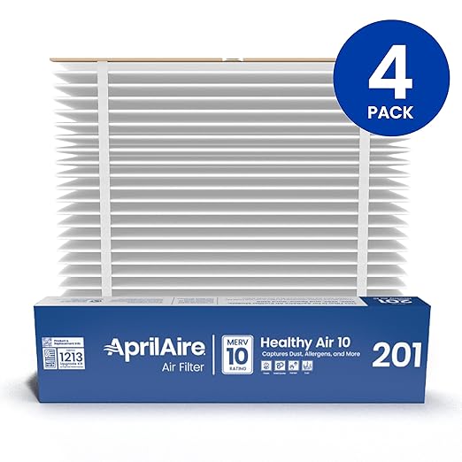 AprilAire 201 Replacement Furnace Filter for AprilAire or Space-Gard 2200 or 2250 Whole-House Air Purifiers - MERV 10, 20x25x6 Air Filter (Pack of 4)