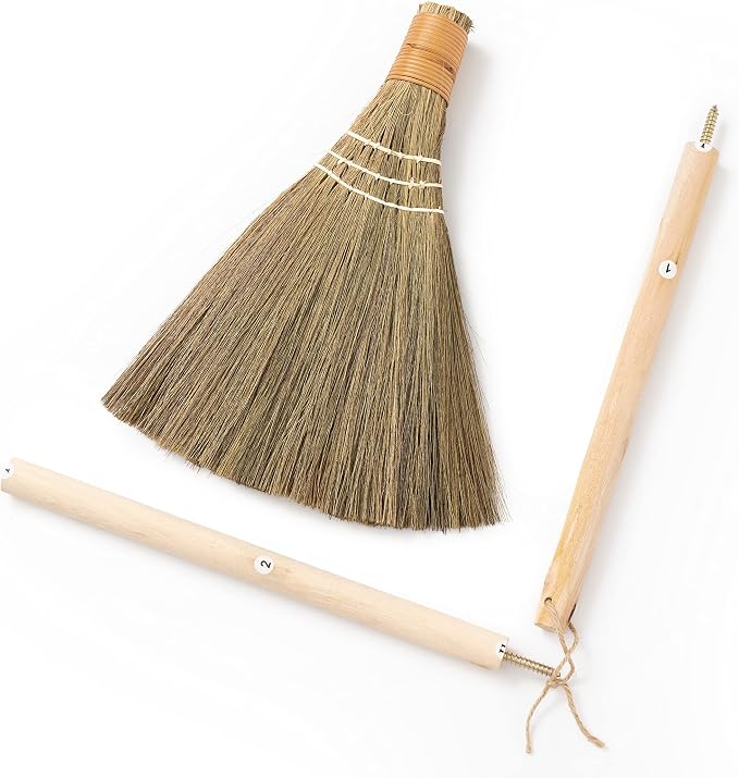 Handmade Whisk Sweeping Broom - Vietnamese Straw Soft Broom for Indoor or Outdoor Sweeping - Broom Decorative 9.45" Width, 39.37" Length