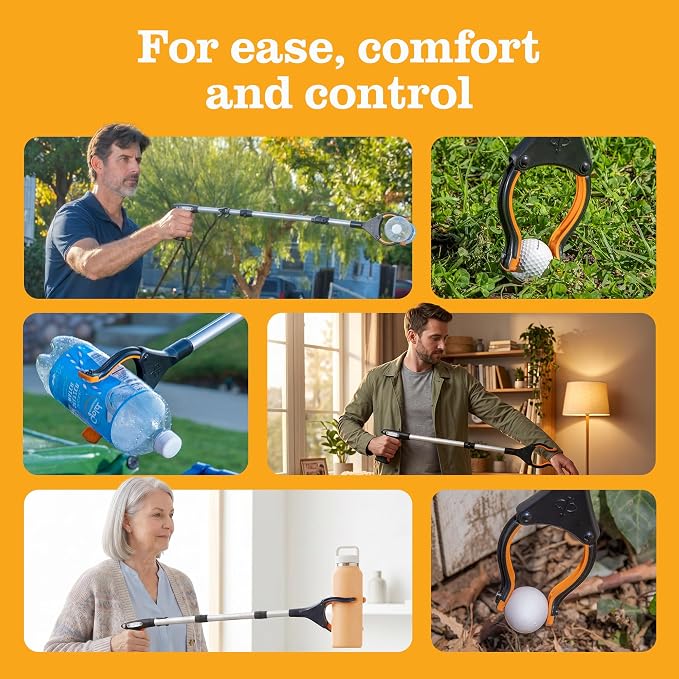 EZPIK Pro 36" Flexible Folding Grabber Tool for Elderly + Magnets, Reacher for Disabled & Seniors Heavy Duty Rotating Grippers for Reaching Underneath, Trash Grabbers & Dressing Stick