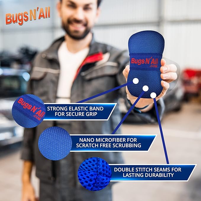 Bugs N' All Multi Surface Cleaner Spray Concentrate 32 oz. w/Empty Cleaning Spray Bottle 32 oz. & Bug Sponge for Car Washing - Mutli-Vehicle Cleaning - Bug & Tar Remover for all Vehicles
