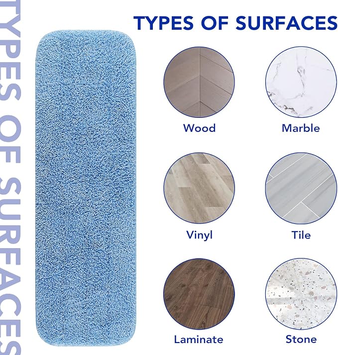 Replacement Microfiber Pad for Rubbermaid Commercial 18 Inch and 17 Inch Mop - 3 Pack Wet & Dry Commercial Cleaning Reusable Mop Refills Fit for Any Microfiber Flat