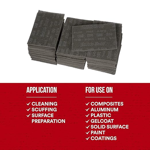3M Scotch-Brite Ultra Fine Grade 7448B Hand Pad, Case of 60, 6 in x 9 in Hand Pads, Nonwoven Silicon Carbide, Surface Preparation, Scuffing, and Cleaning, Gray