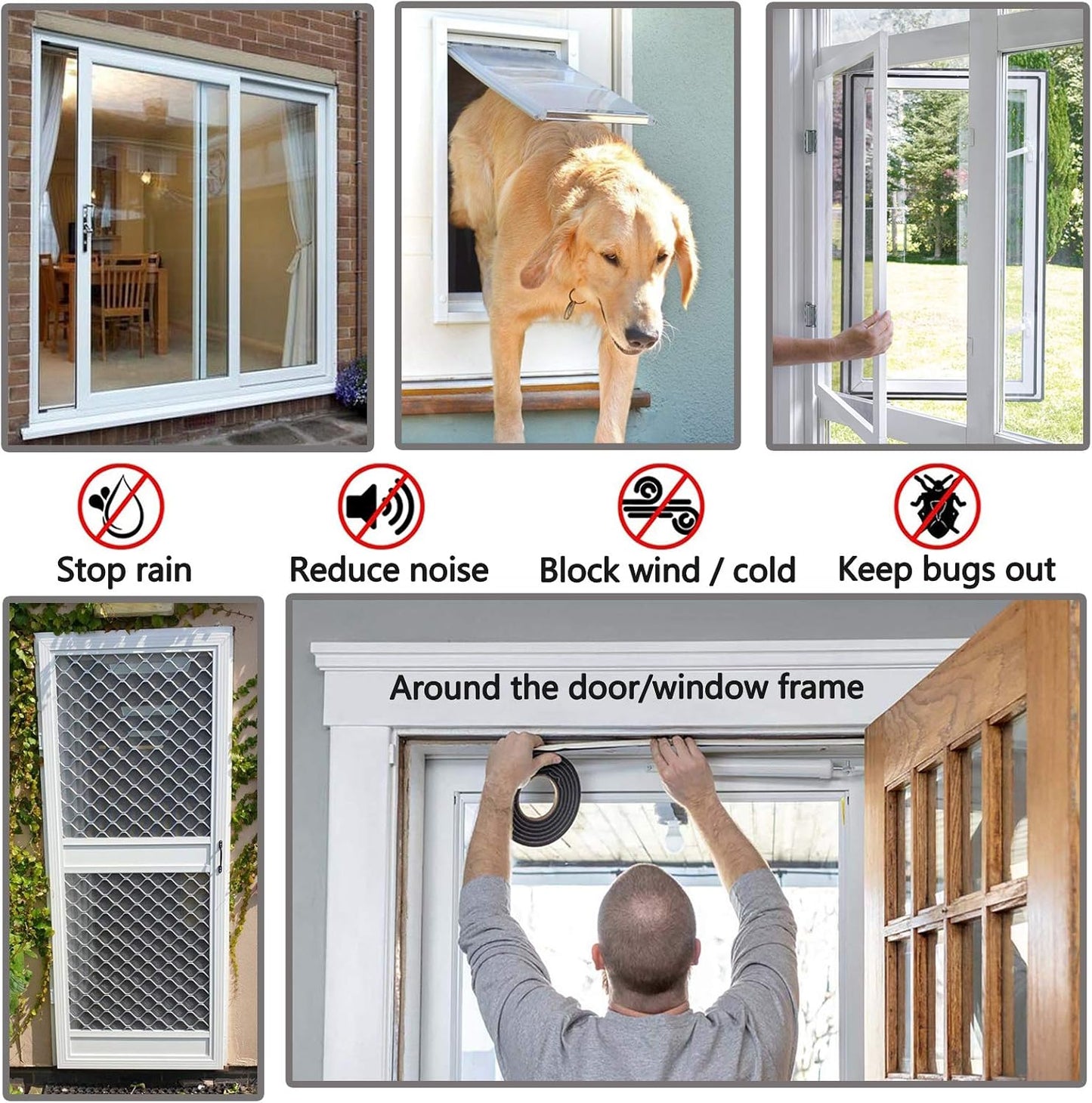 Window Weather Stripping Brush for Sliding Door Frame, Pile Self Adhesive Weather Strip Seal Strip Sealer Soundproofing (65ft x11/32 Backing x 3/16 Brush inch, Black)