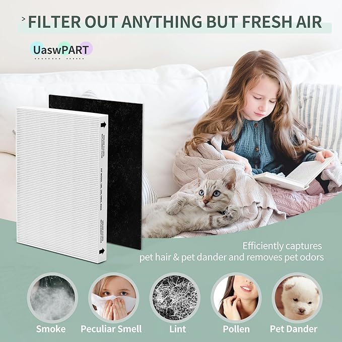Aera-Max 200 HEPA Filter Replacement 9287101 Compatible with Fellowes AeraMax 190/200/DX55 Air Clean Purifiers True HEPA Filter, 2X H13 True HEPA & 6X Extra Carbon Pre-Filters (9324101)
