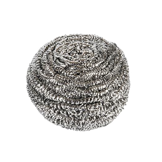 Restaurantware Stainless Steel Scrubber 100-Pack 3.15 x 3.15 x 1.97 Inches Rust-Resistant Metal Scouring Pad Durable Silver Scrub Pad for Pots and Pans Grill Cleaning Scrubber Commercial Kitchen Use