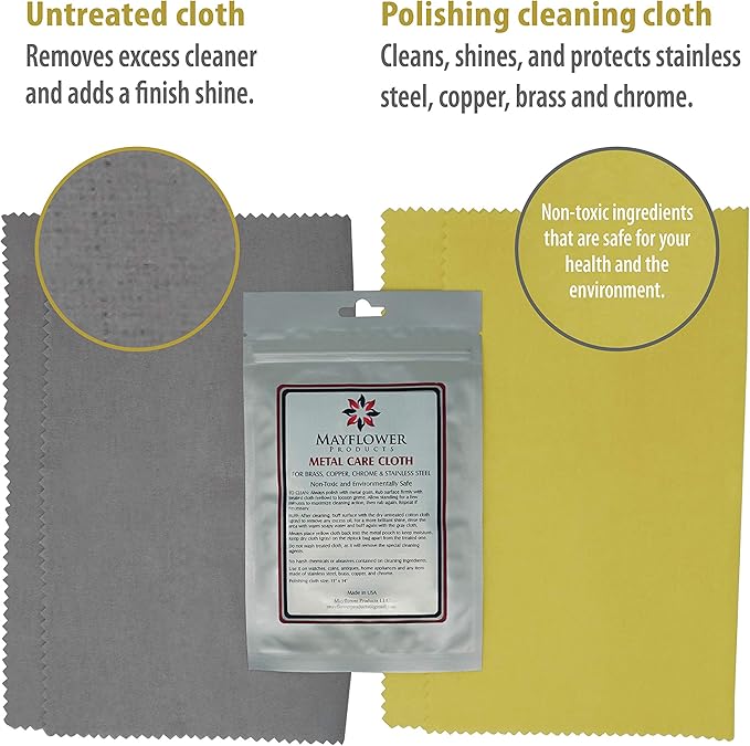 Mayflower Products Pro Size Jewelry Polishing Cloth + Metal Care Kit. Clean All Your Metals at Home: Silver, Gold, and Platinum Plus Stainless Steel, Copper, Brass, and Chrome