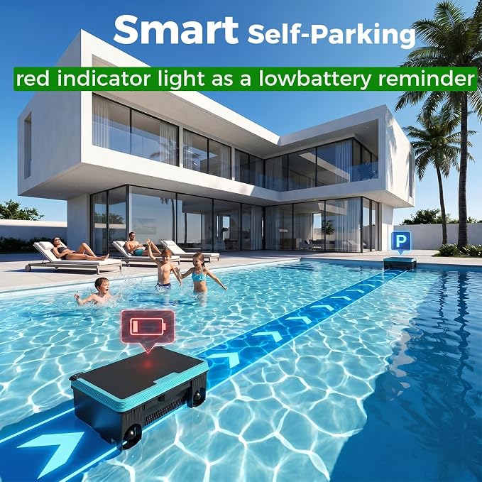 Pool Skimmer Robot,Over-Ground Robotic Pool Cleaner,Solar Powered Pool Vacuum,24H/7D Continuous Cleaning, 180-um, 3L Basket,APP Support