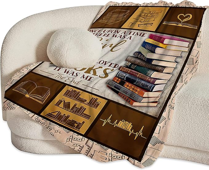 jerkboo Books Reading Blanket Throws Reading Gifts Reading Throw Blanket for Girls Kids Adults Soft Warm Cozy Fleece Blanket for Couch Sofa Bed 80""x60""