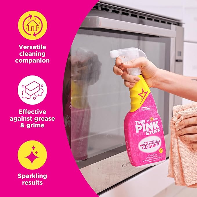 The Pink Stuff Cleaning Bundle Kit, Squeezable Cleaning Paste, Cleaning Paste, Toilet Foaming Powder, Multi Purpose Spray, Bathroom Cleaner Spray, Household Cleaning Supplies Set
