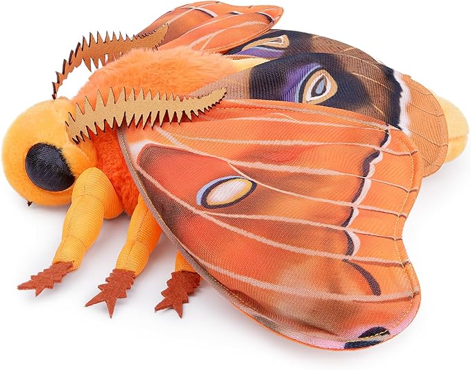 Polyphemus Moth Plush Toy, Lifelike 11in Realistic Soft Big Moth Plushie Model Toy, Unique Plush Gift Collection for Kids