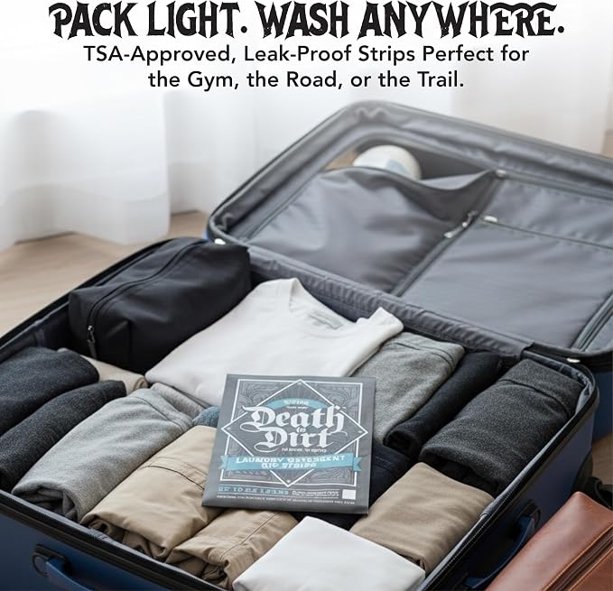 Death to Dirt Laundry Detergent Sheets, 192 Loads, Tough on Stains and Odors, Gentle on Skin and Fabric, Plant-Based & Eco-Friendly, Zero Trace Unscented, 32ct (3 Pack)