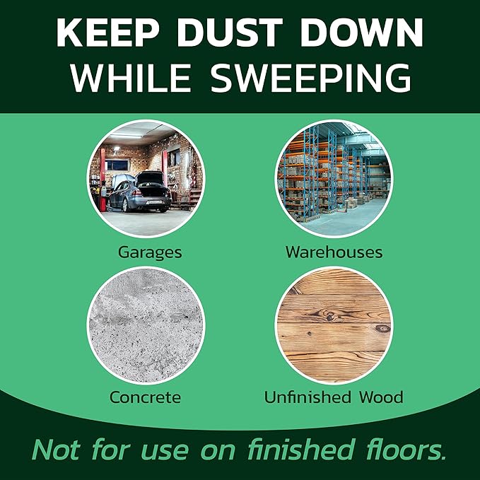Gritty Green Sweeping Compound with Sand – Effective Dust Control on Cement & Unfinished Floors, Grit and Sand Breaks Up Loose Dust for an Even Deeper Clean, Oil Free, Made in USA (8.4 lbs) - 4 Pack