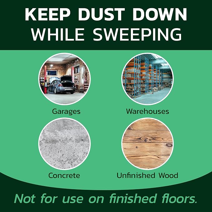 Gritty Green Sweeping Compound with Sand – Effective Dust Control on Cement & Unfinished Floors, Grit and Sand Breaks Up Loose Dust for an Even Deeper Clean, Oil Free, Made in USA (8.4 lbs)