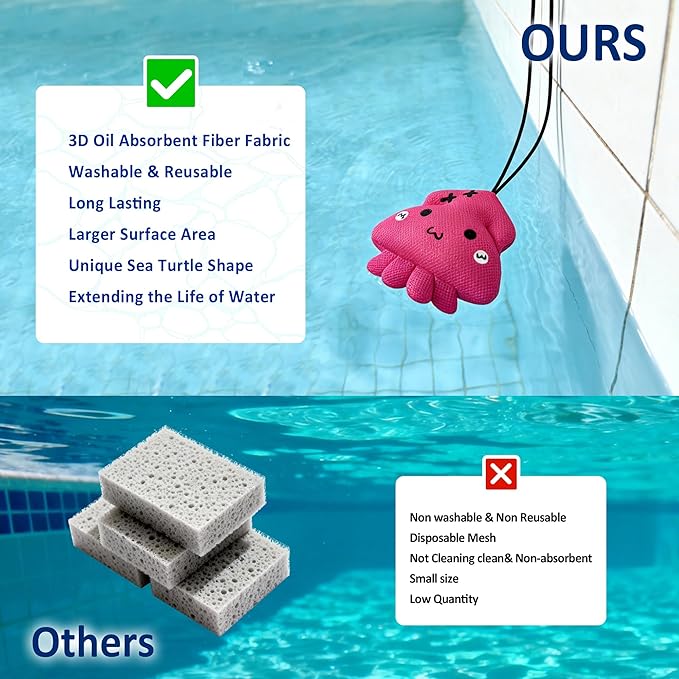 Hot Tub Scum Absorber, Upgrade Reusable Squid Hot Tub Absorber Accessories Sponge for Spa & Pool Cleaner, Hot Tub Oil Absorbing Keeps Water Clean