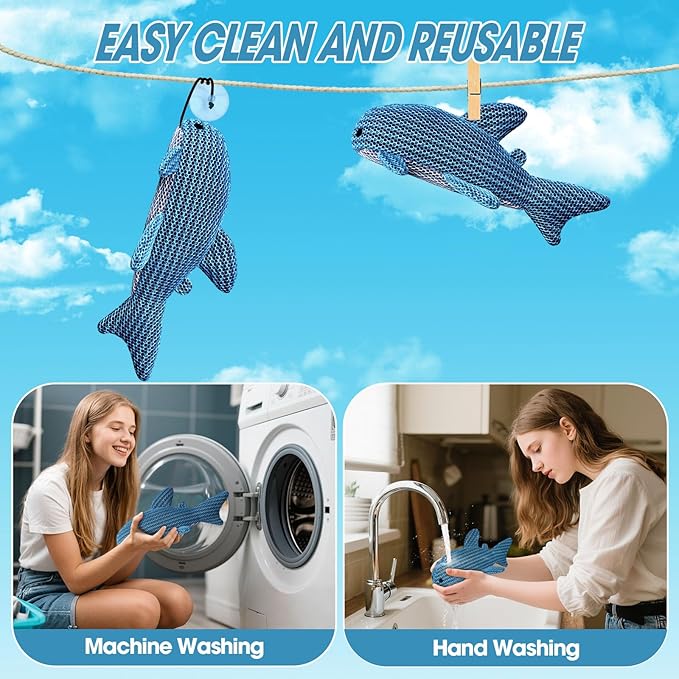 Hot Tub Scum Absorber, Hot Tub Accessories, Spa & Pool Scum Eliminating Balls,Hot Tub Scum Sponge for Hot Tub Oil Absorbing Sponge for Hot Tub Skimmer, Hot Tub Sponge Scum Remover (Shark)
