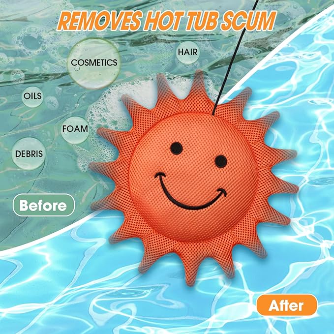 Hot Tub Scum Absorber, Hot Tub Accessories, Spa & Pool Scum Eliminating Balls,Hot Tub Scum Sponge for Hot Tub Oil Absorbing Sponge for Hot Tub Skimmer, Hot Tub Sponge Scum Remover (Sunflower)