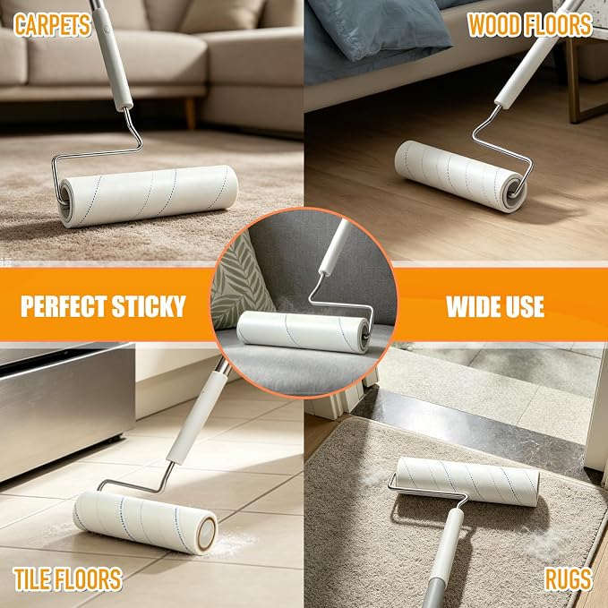 WilaWindy Long Handle Pet Hair Lint Roller, 450 Sheets, 5 Rolls