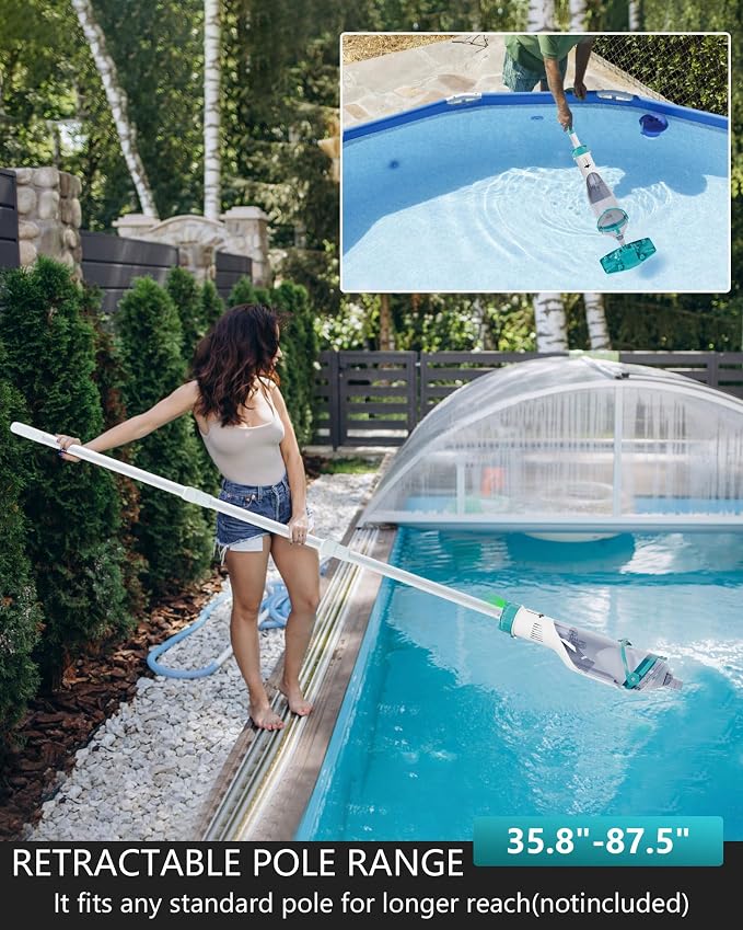FOTING Cordless Pool Vacuum for Above Ground Pool 19.5 GPM,All Angle&LED Display,Handheld Rechargeable Spa Vacuum Cleaner for Inground Pools for Hot Tub, Debris,Shallow Steps
