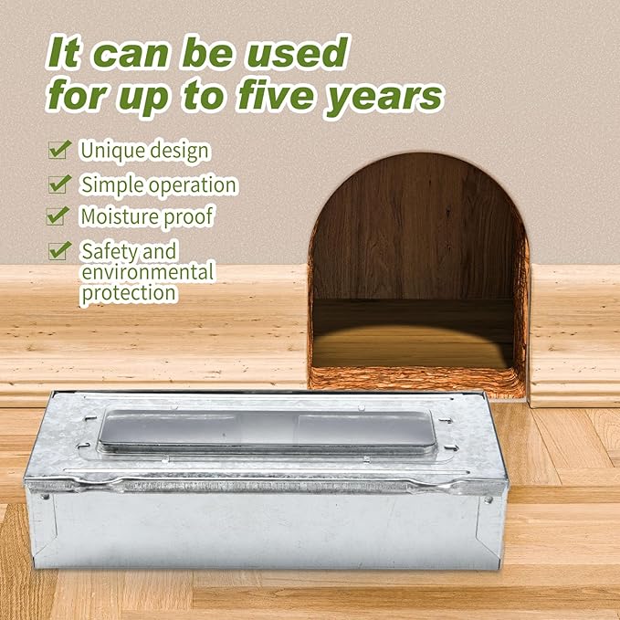 Qualirey 2 Pack Multi Catch Mice Trap Clear Top Humanized Mouse Trap Rodent for Indoor Outdoor Rat Control Pet and Security (4.5 Inch,Silver)