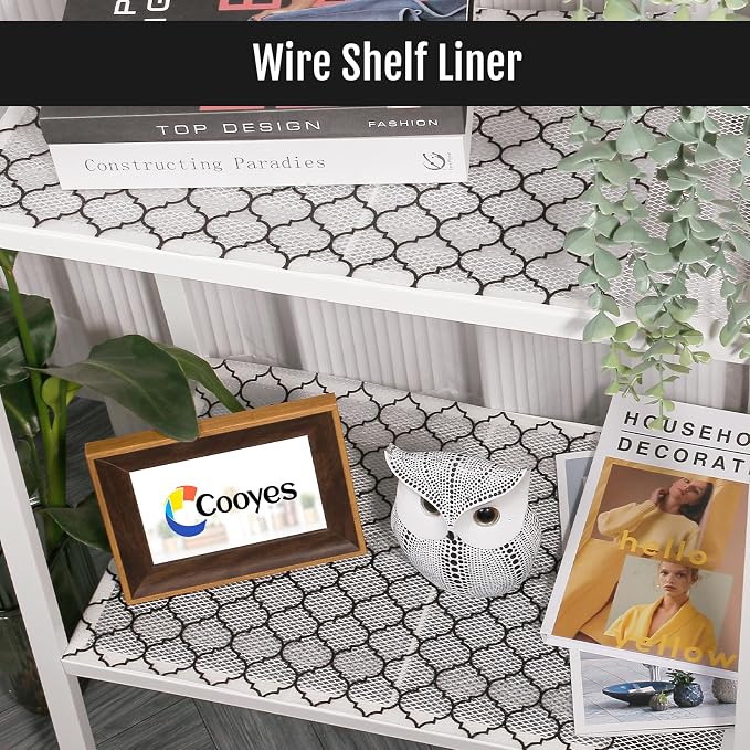 Cooyes Shelf Liner, Non Adhesive Drawer and Cabinet Liner, EVA Washable Oil-Proof Shelf Paper for Kitchen Cabinets, Refrigerator, Storage, Desks with Modern Pattern