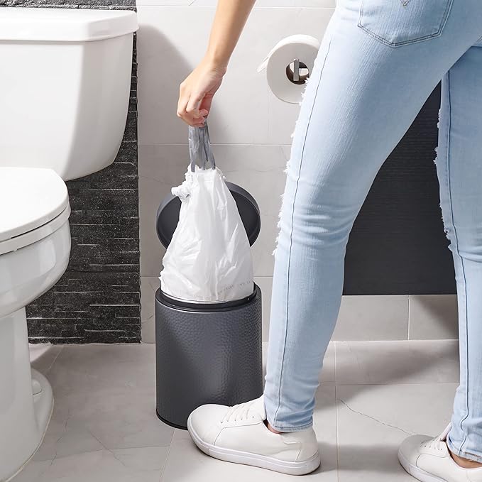 Plasticplace Custom Fit Trash Bags, Compatible with simplehuman Code R (200 Count) White Drawstring Garbage Liners 2.6 Gallon/ 10 Liter 16.5" x 18"