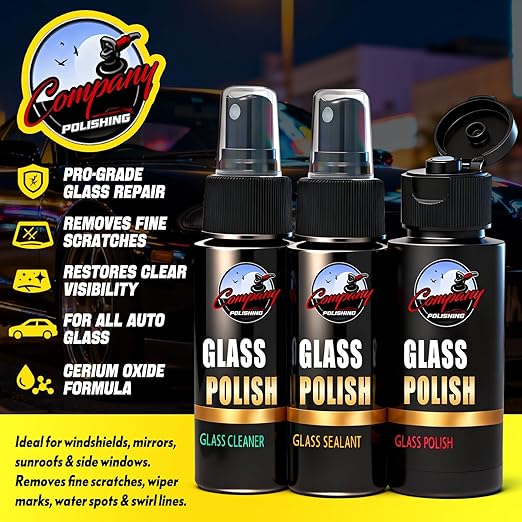 Cerium Oxide Glass Polishing Kit, Windshield Glass Scratch Remover - Restores Clarity & Removes Wiper Marks, Swirls, Water Spots - Complete DIY Kit