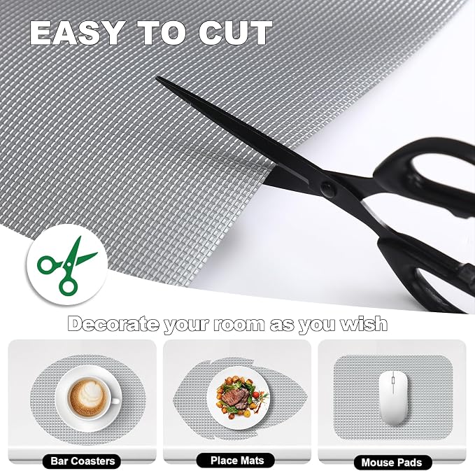 Upgrade 100% EVA Shelf Liner for Kitchen Cabinet 12" x 118.1" Refrigerator Liners Drawer Liners Non Adhesive Non Slip Mats Waterproof Plastic Paper, Dresser Pantry Bathroom Protector, Silver Gray