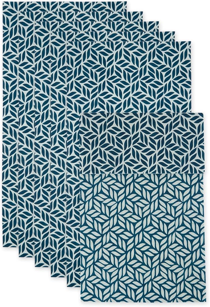 DII Fridge Liner Collection Non-Adhesive, Cut to Fit, 12x24, Nautical Blue Abstract Leaf, 6 Piece