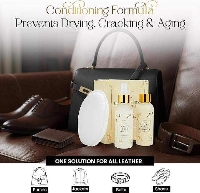 Leather Purse Cleaner & Conditioner for Handbags, Designer Bags, and Luxury Purses, Recommended Leather Cleaner for Handbags & Leather Conditioner for Purses by Combat Cleaner