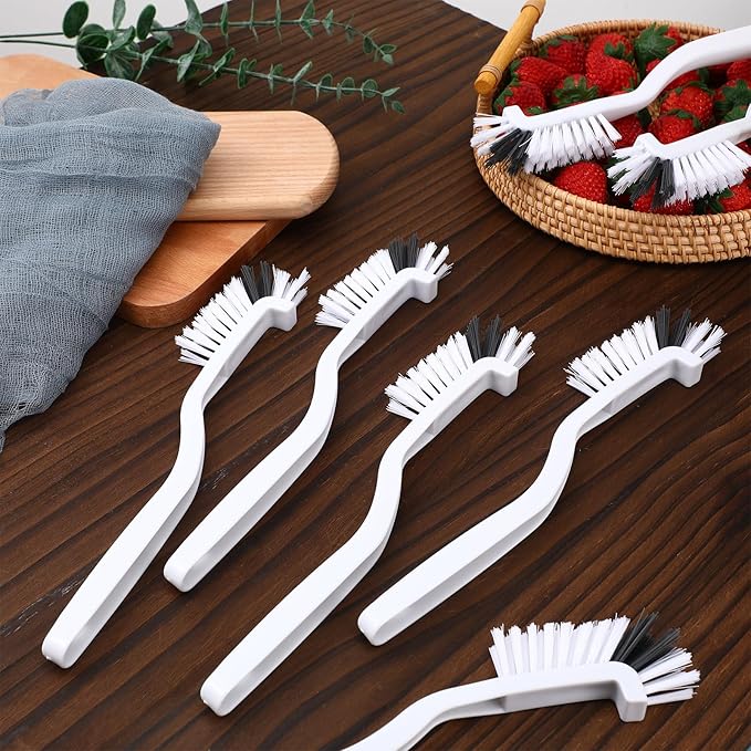 Rtteri 100 Pcs Kitchen Scrub Brush Bulk Sink Bathroom Brush Edge Corner Cleaning Brush Mini Grout Brush Right Angle Scrubbing Brush with Stiff Bristle for Household Window Track Bottle Tile Lines