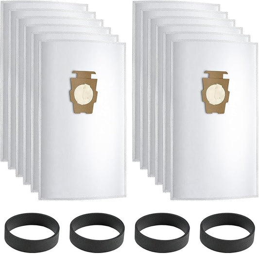 12 Bags + 4 Belts Vacuum Bags Compatible with Kirby Vacuum Cleaner Bags, Solid Cloth Dust Bag Fit All Kirby Generation & Sentria Models, Part # 205811 204814 204811 Style F