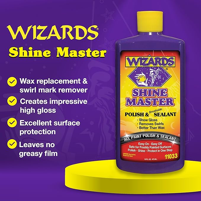 Wizards Tire and Wheel Vinyl Shine & Shine Master Polish & Sealant - Dressing, Protectant Spray - Cleans, Polishes, and Seals Paint
