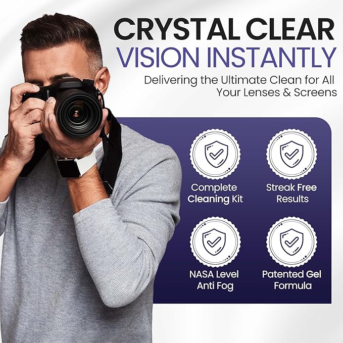 ULTRAVUE’s Ultimate Camera Lens Cleaning Kit –Camera Lens Cleaner, Lens Pen, Fog Stopper, and Microfiber Cloths - Camera Cleaning Kit - Lens Blower for DSLR & Digital Camera Accessories Camera Kit