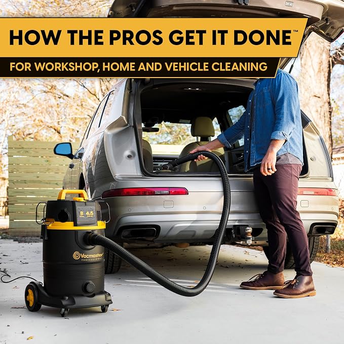 Vacmaster Professional VDK811PW 0201 8 Gallon 4.5 Peak HP Wet/Dry Vac with Self-Cleaning Filter System, 8 Gal, Black