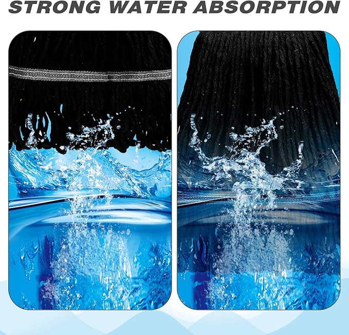 Nuogo 10 Pcs Commercial Mop Head Replacement Floor Cleaning Wet Heavy Duty Commercial Mop Refills General Cleaning(27.6 Inch,Black)