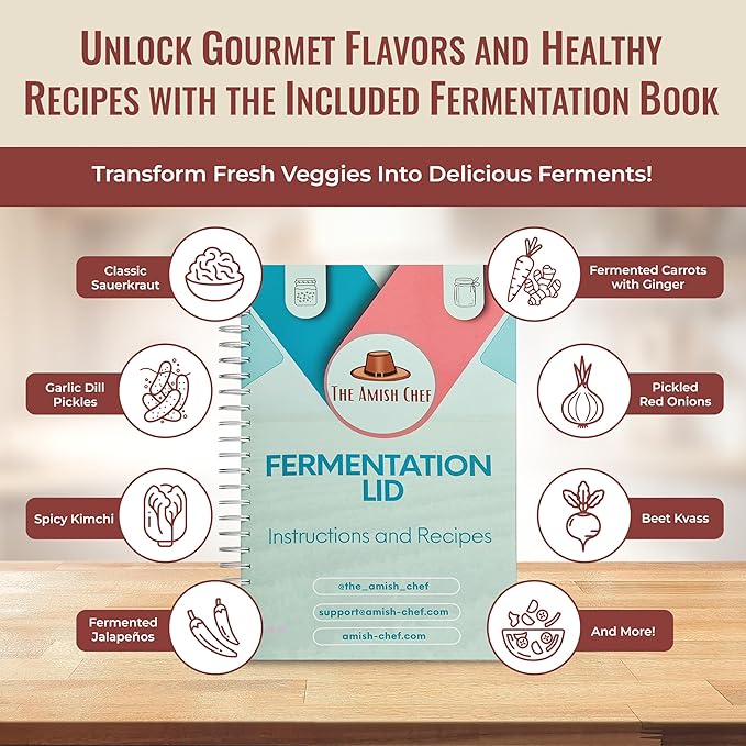 Basic Fermentation Kit for Wide Mouth Mason Jars - 6 Pack Silicone Fermenting Lids, Waterless Airlock Fermentation Tops for Pickles, Kimchi, Fermented Probiotic Food - Weights NOT Included