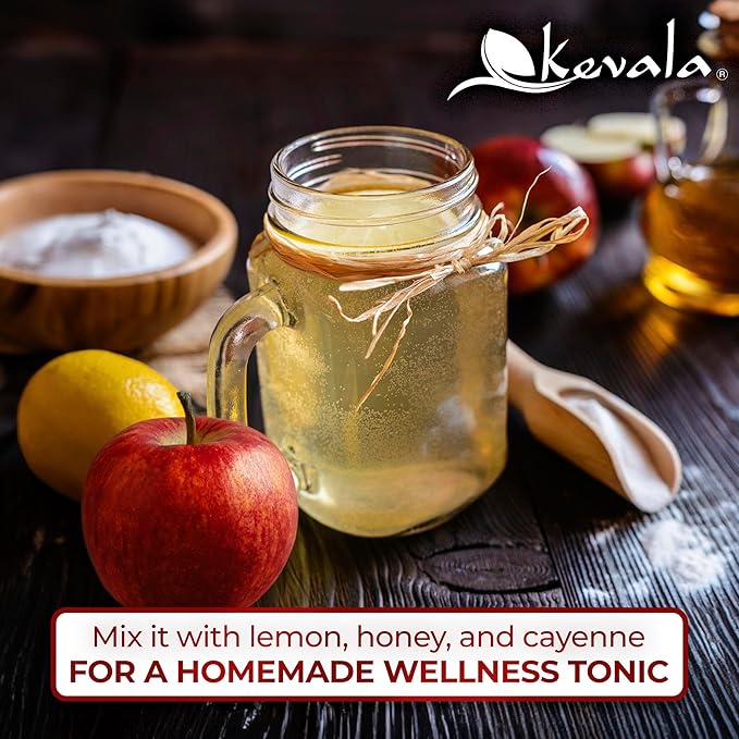 Kevala Organic Raw Apple Cider Vinegar - Unfiltered and Unpasteurized Vinegar for Cooking and Beauty, Addition to Your Routine for Gut Health and Metabolism Support, Salad Dressing Ingredient, 128 oz